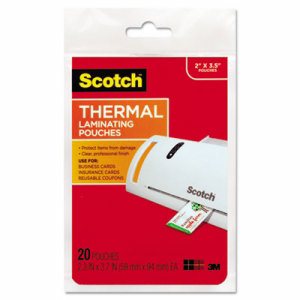 Business Card Size Thermal Laminating Pouches, 5 mil, 3 3/4 x 2 3/8, 20/Pack