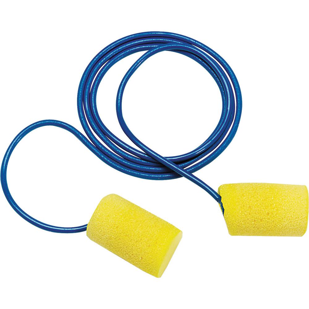 Aearo Corded Foam Earplugs - Moisture Resistant, Corded - Noise Protection - Foam - Yellow - 200 / Box