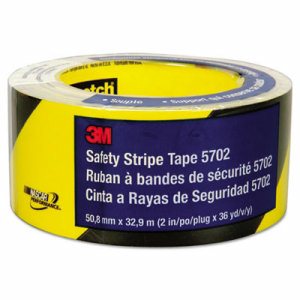 3M Diagonal Stripe Safety Tape - 36 yd Length x 2" Width - Vinyl - 5.40 mil - Rubber Resin Backing - 1 / Roll - Black, Yellow