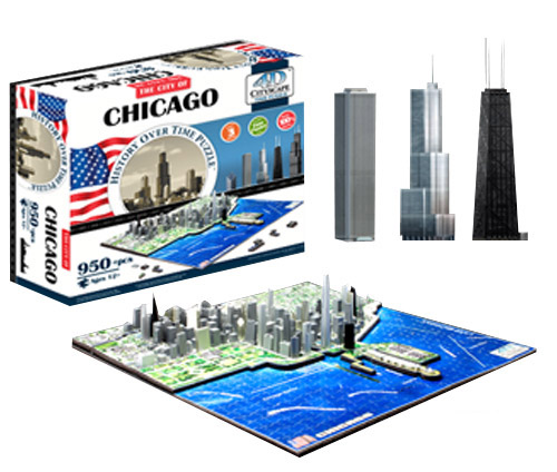 4D Chicago Skyline Time Puzzle