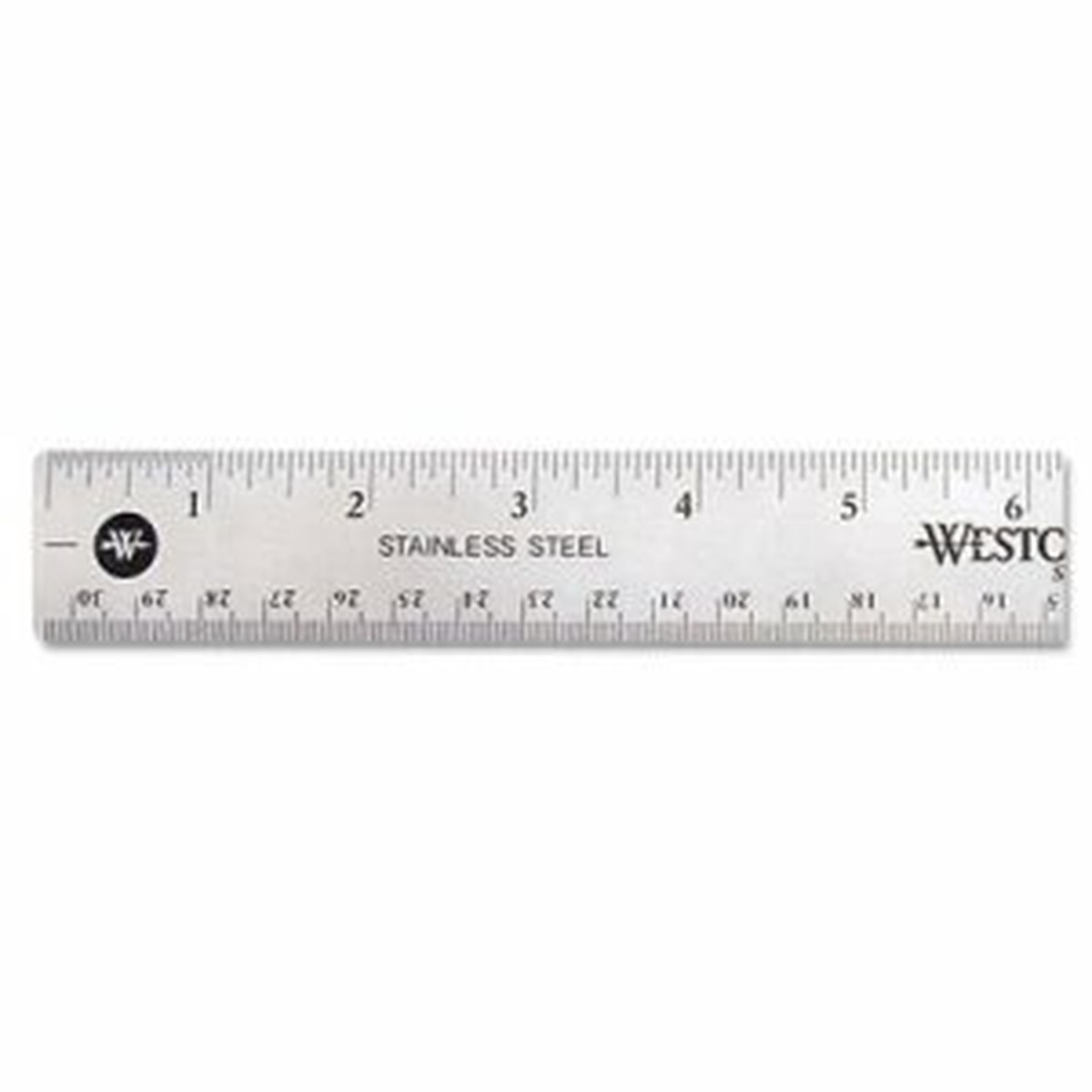 12" Stainless Steel Office Ruler With Non Slip Cork Base