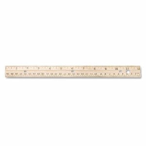 12" Hole Punched Wood Ruler English and Metric With Metal Edge