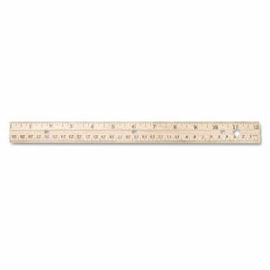 12" Hole Punched Wood Ruler English and Metric With Metal Edge