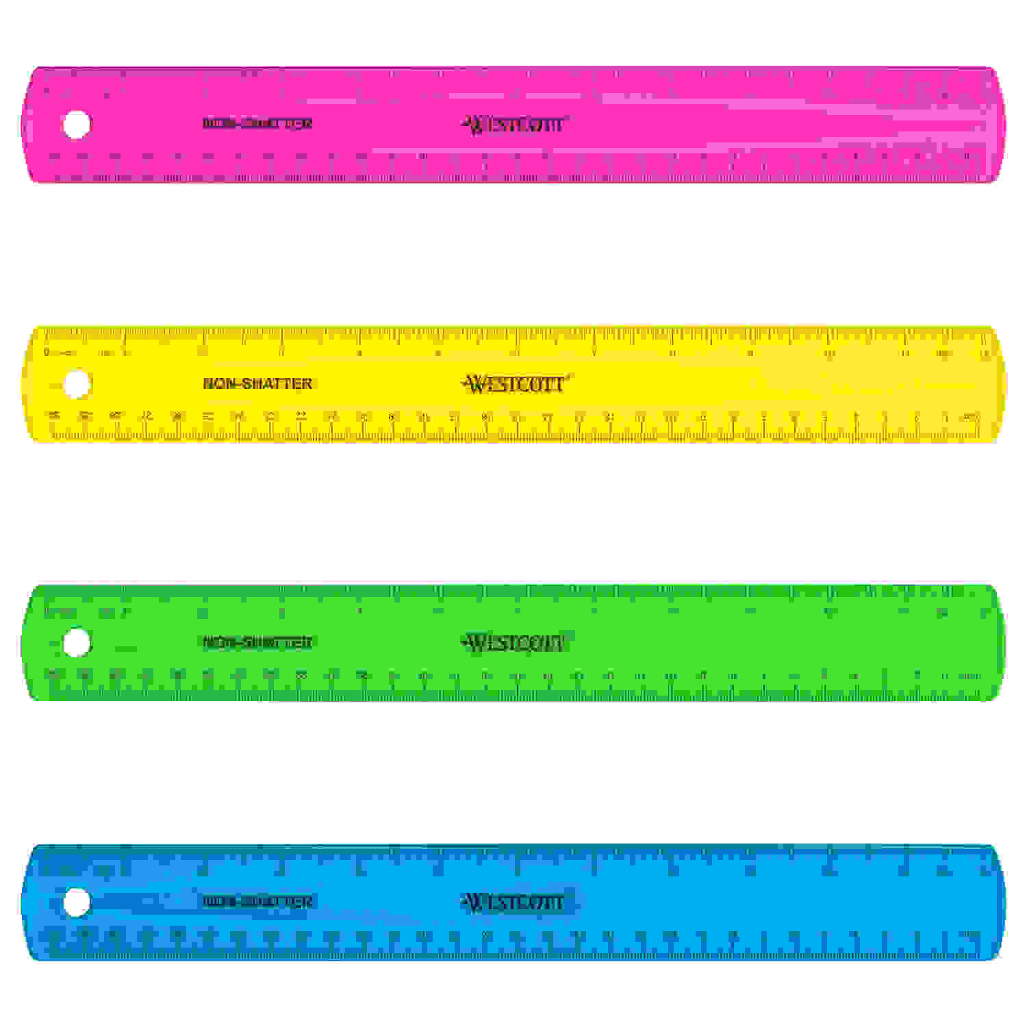 12" Shatterproof Ruler with Anti-Microbial, Assorted Translucent Colors