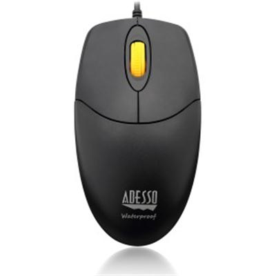 iMouse W3 Waterproof Antimicrobial Mouse with Magnetic Scroll Wheel, USB 2.0, Left/Right Hand Use, Black