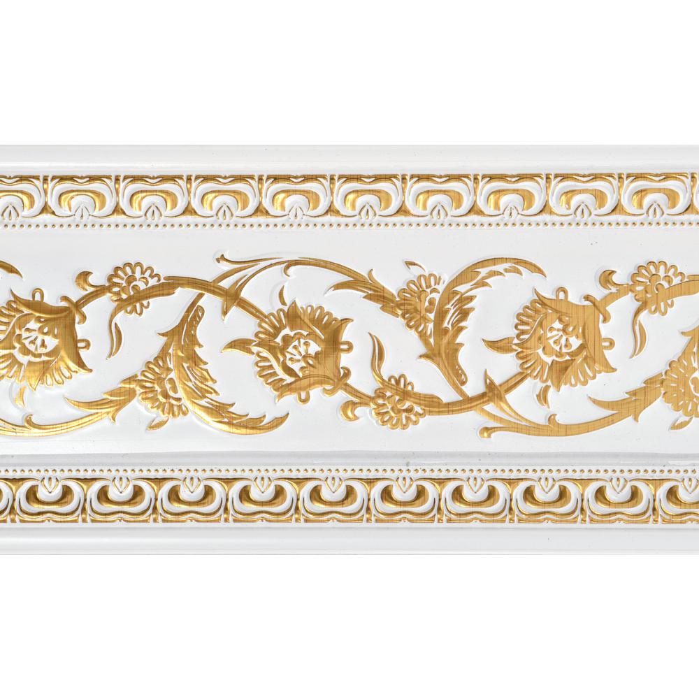 Gold on French White Floral Chair Rail 94 Inch
