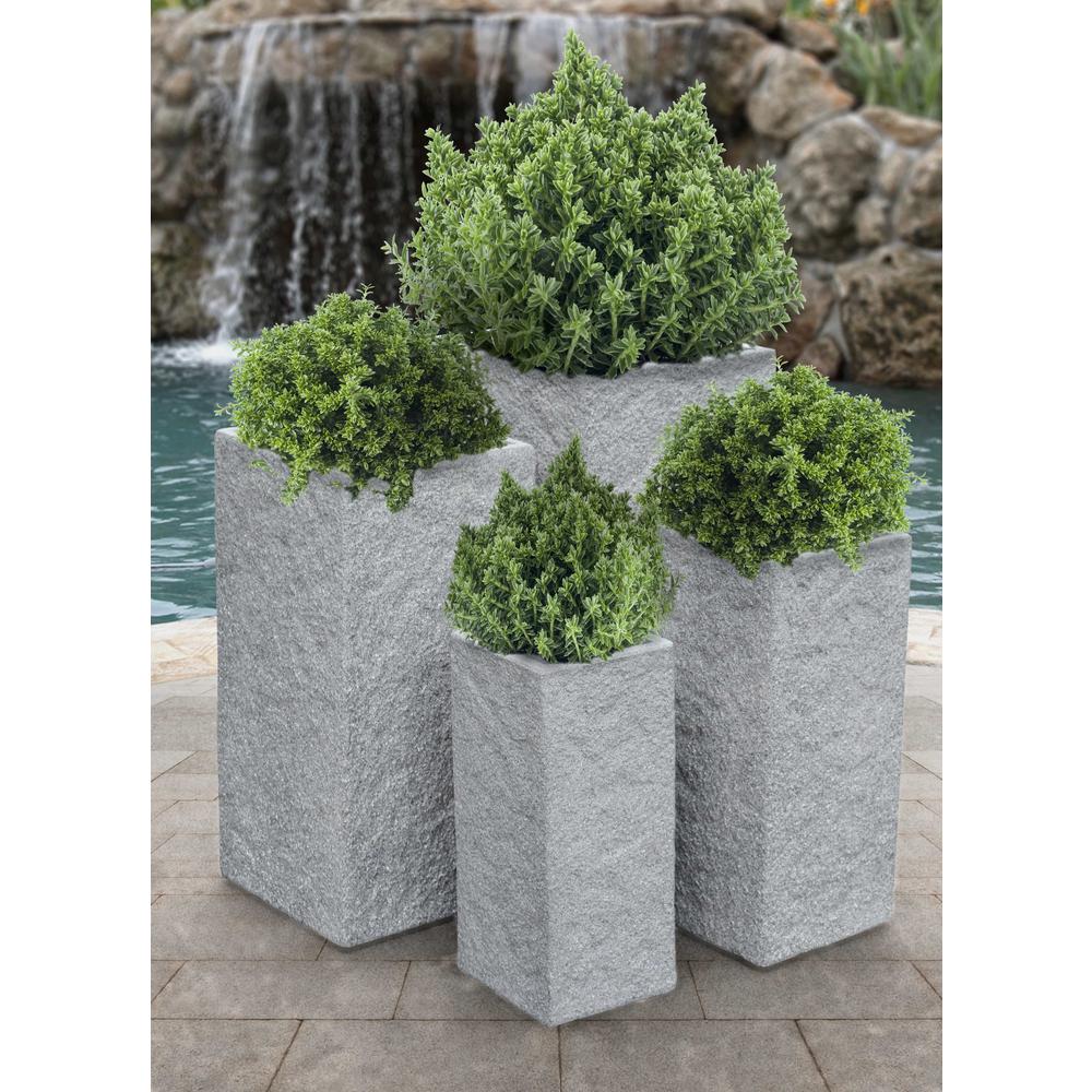 Lion Stone Square Planter Set of 4 in Gray Finish