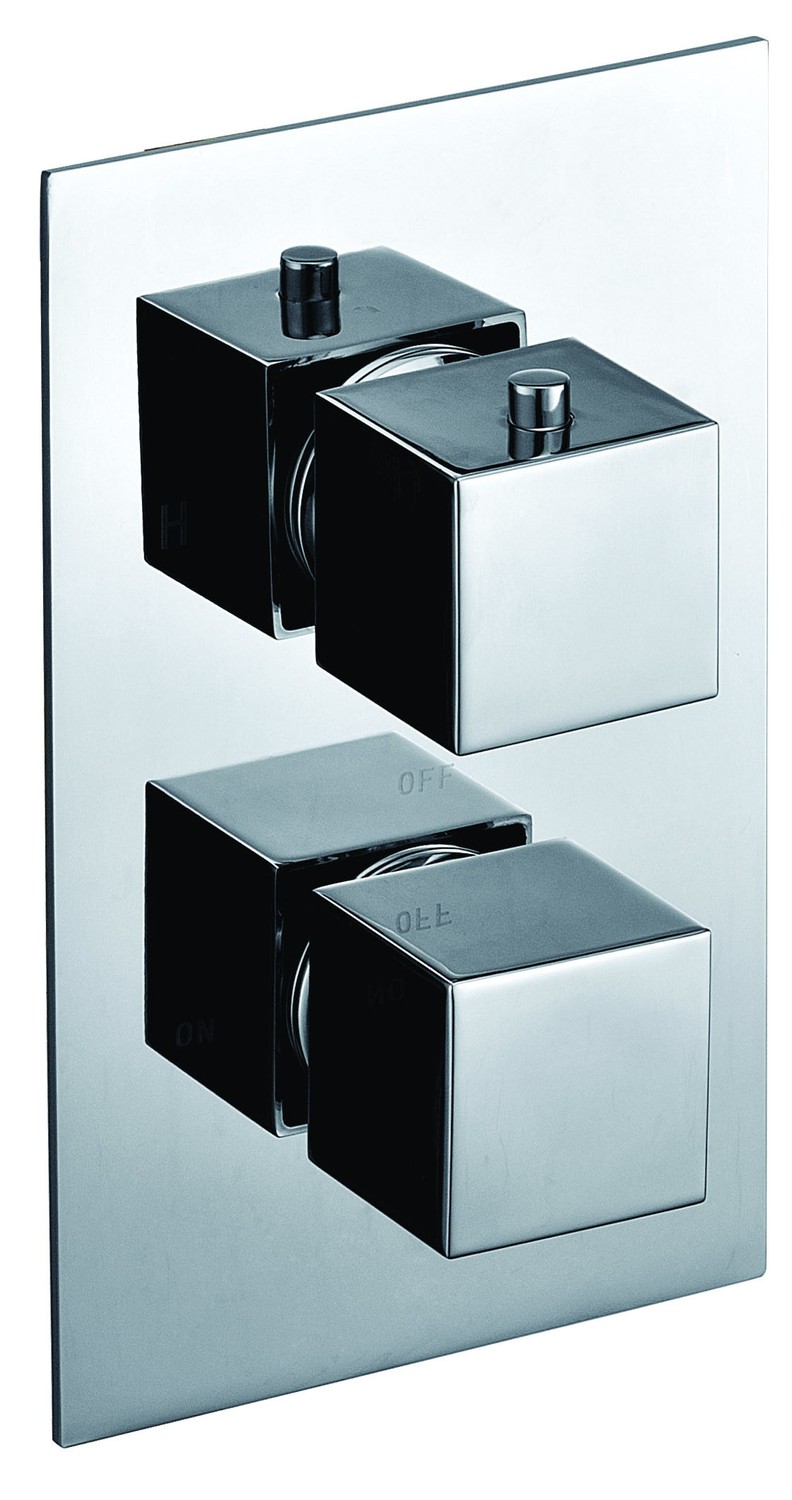 ALFI brand AB2601-PC Polished Chrome Square Knob 1 Way Thermostatic Shower Mixer