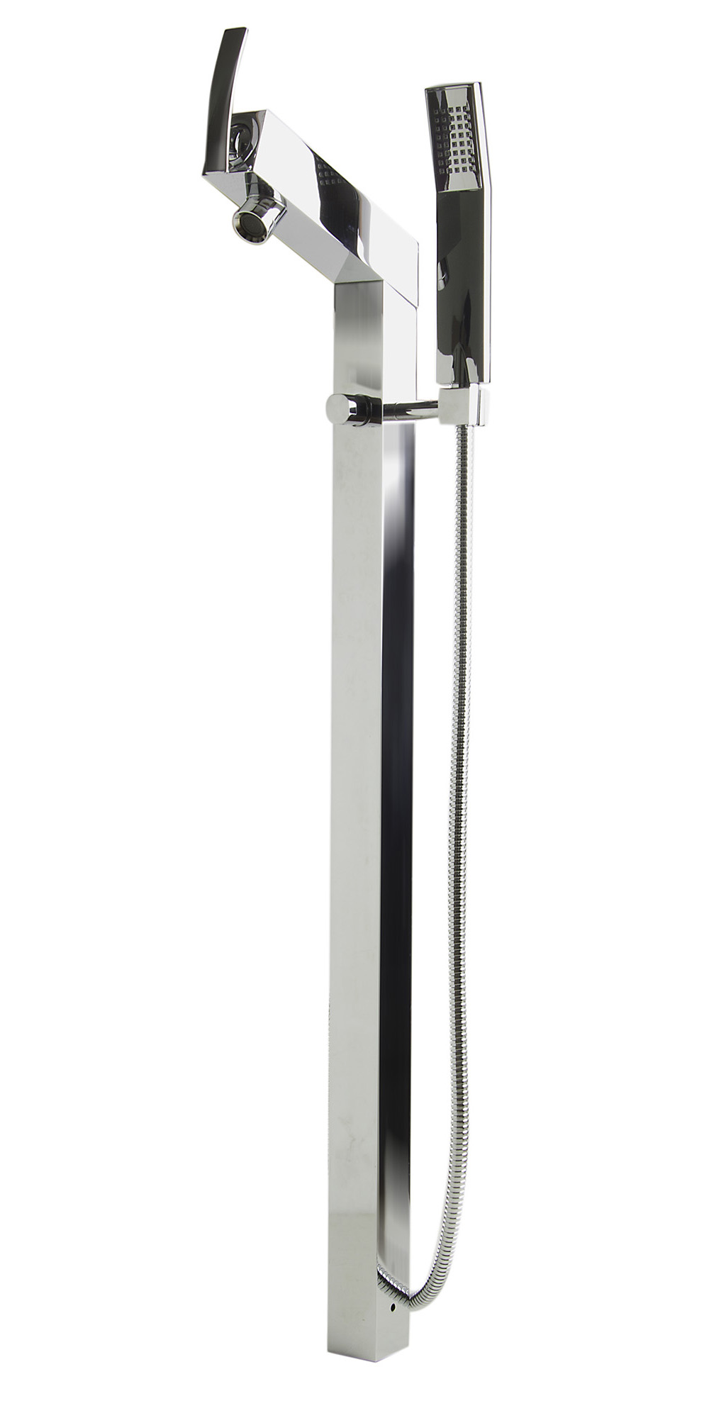 ALFI brand AB2728-PC Polished Chrome Floor Mounted Tub Filler + Mixer /w additional Hand Held Shower Head