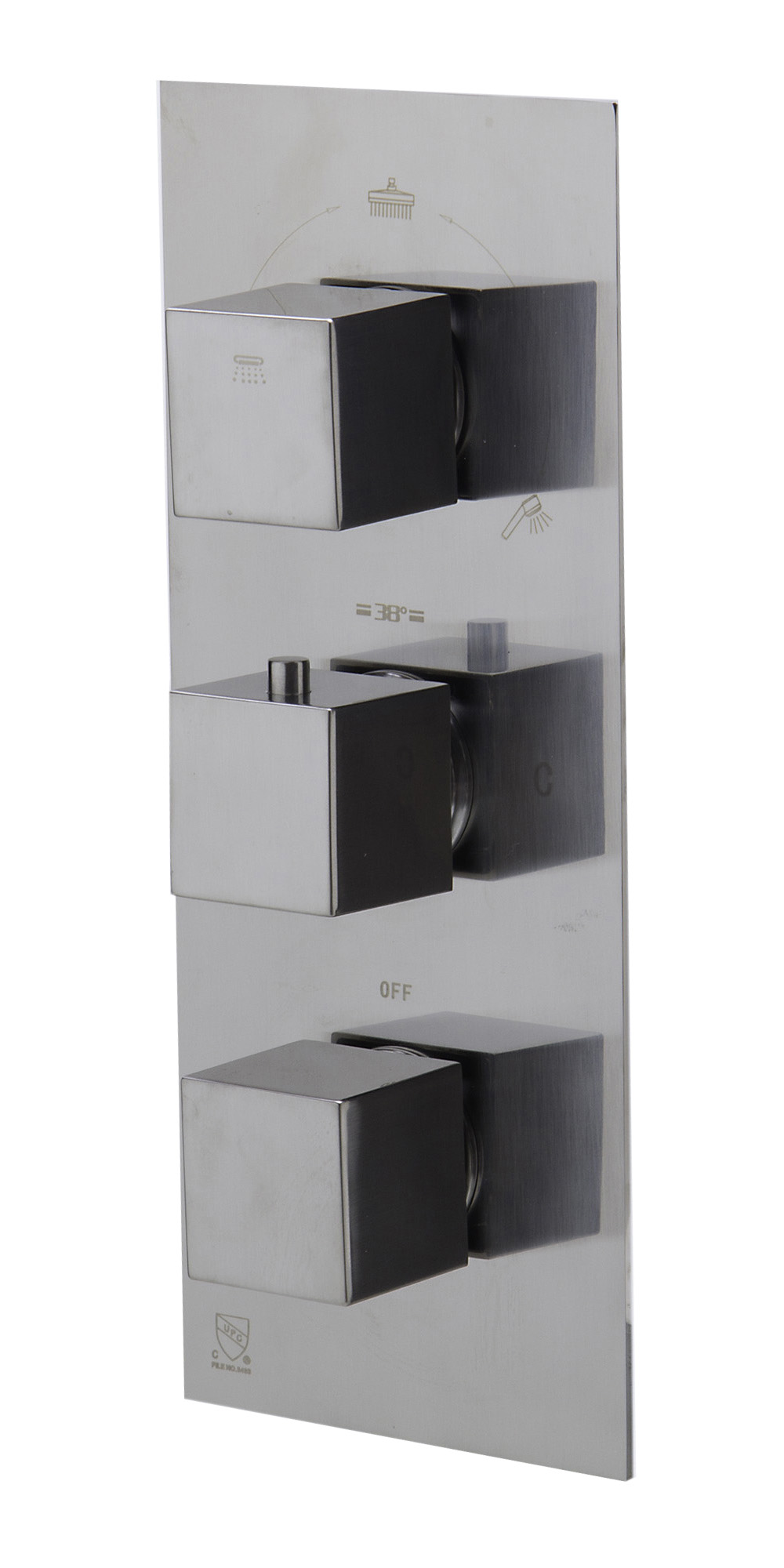 ALFI brand AB2801-BN Brushed Nickel Concealed 3-Way Thermostatic Valve Shower Mixer Square Knobs
