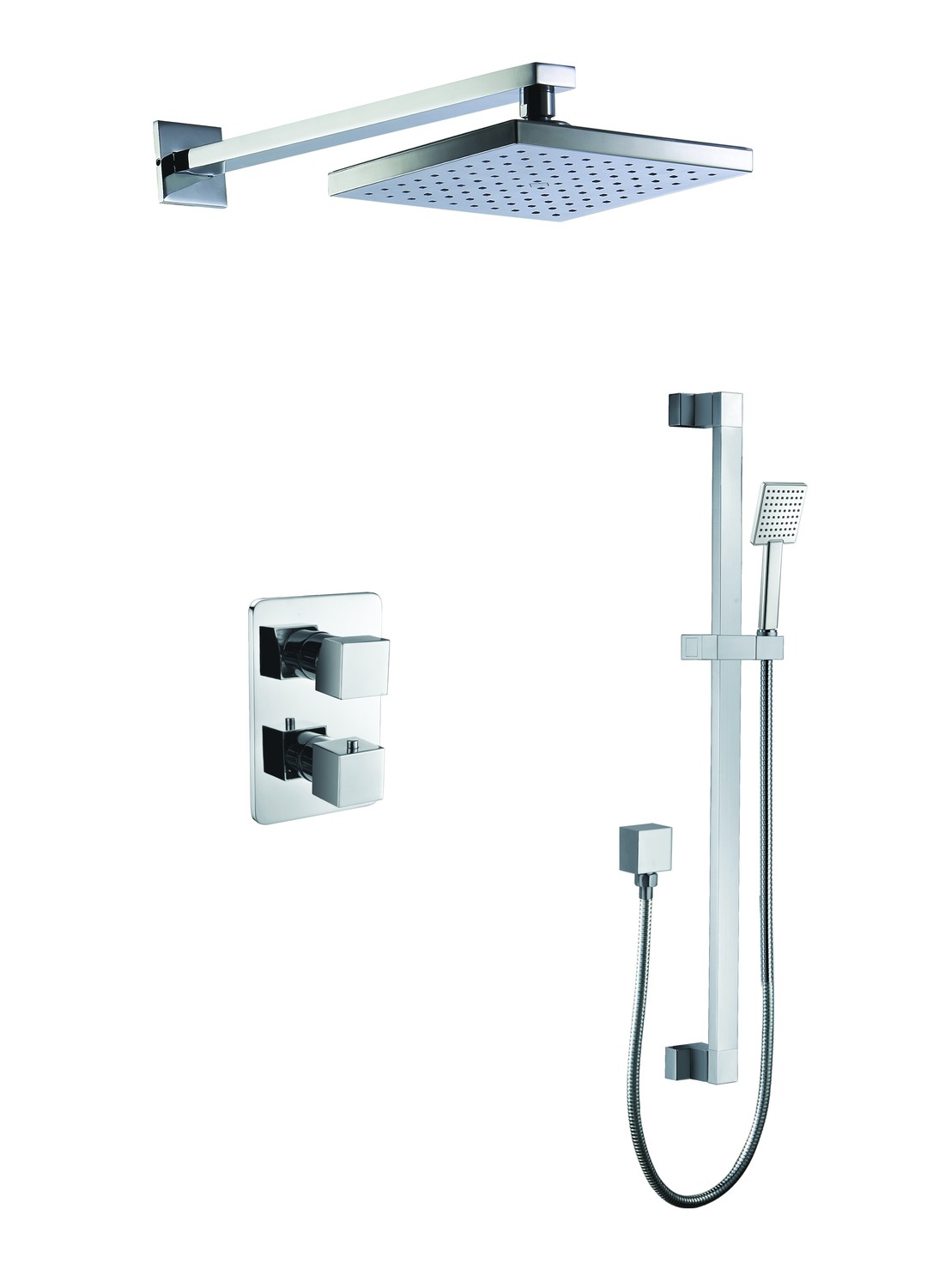 ALFI brand AB2830-PC Polished Chrome 2 Way Thermostatic Square Shower Set