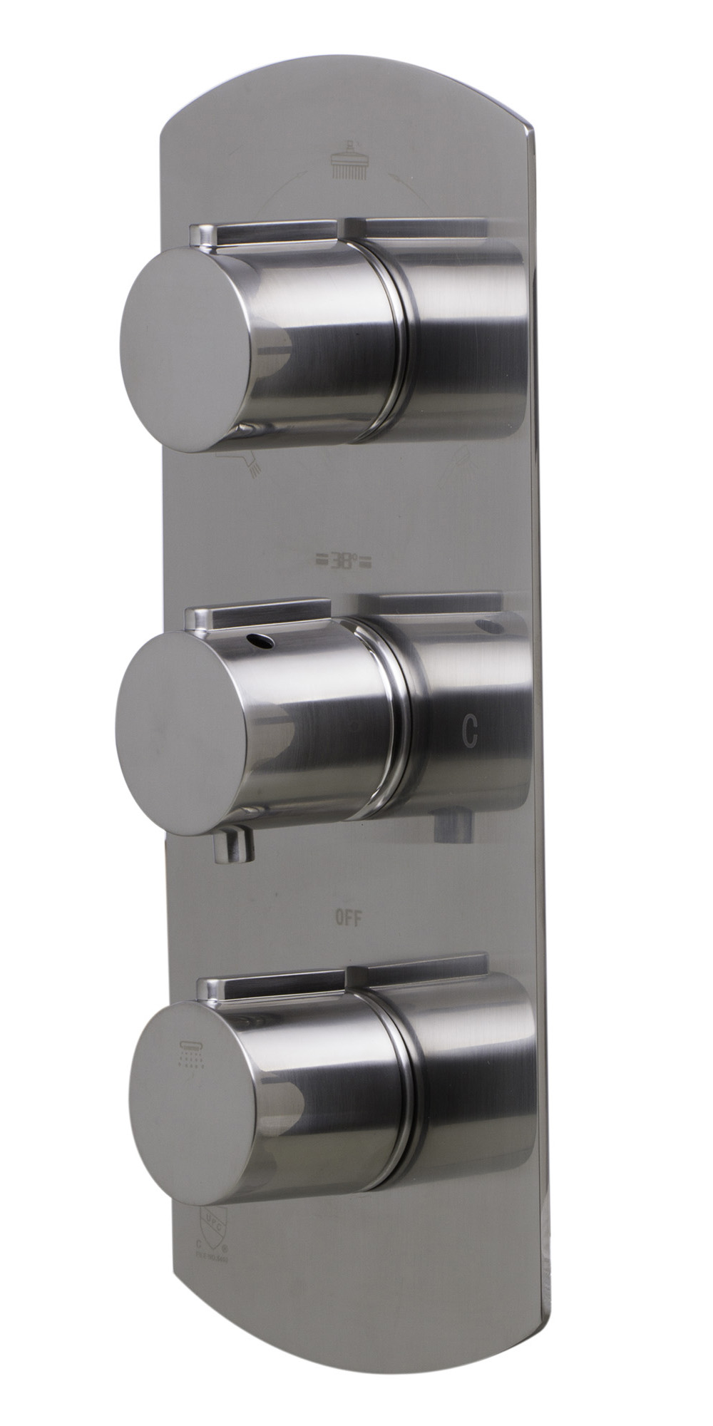 ALFI brand AB4001-BN Brushed Nickel Concealed 3-Way Thermostatic Valve Shower Mixer Round Knobs