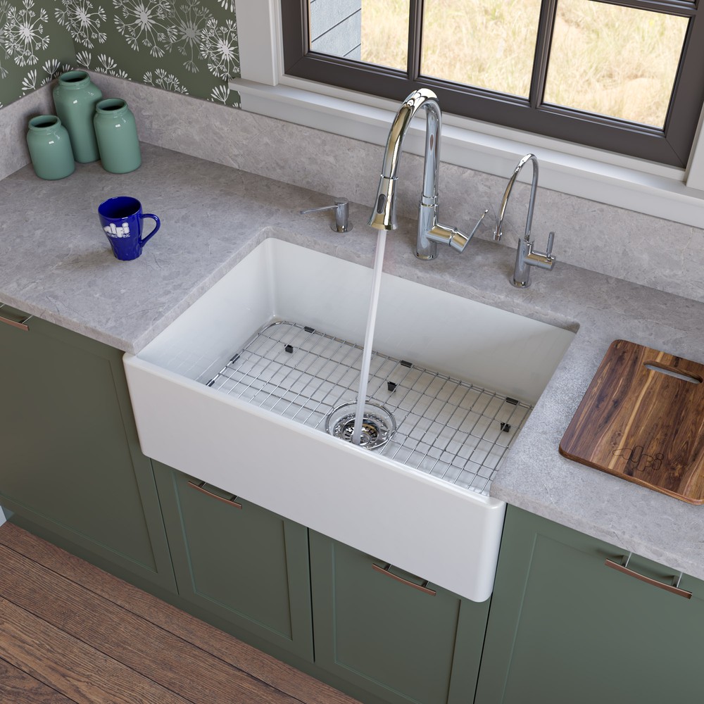 ALFI brand AB510-W White 30" Contemporary Smooth Apron Fireclay Farmhouse Kitchen Sink