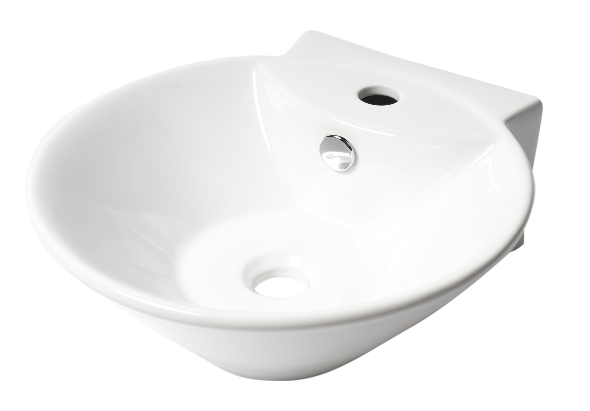 ALFI brand ABC113 White 17" Round Wall Mounted Ceramic Sink with Faucet Hole