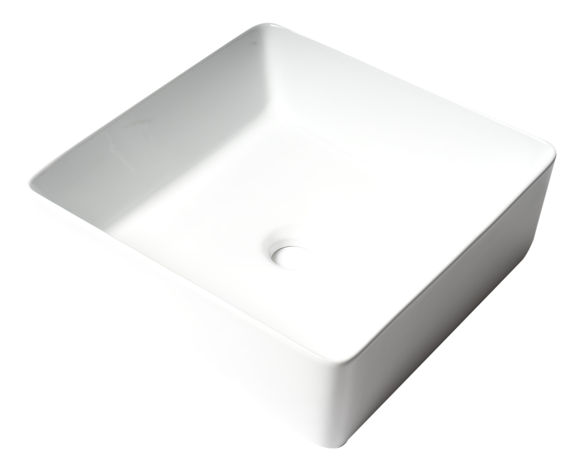 ALFI brand ABC903-W White 16" Modern Square Above Mount Ceramic Sink