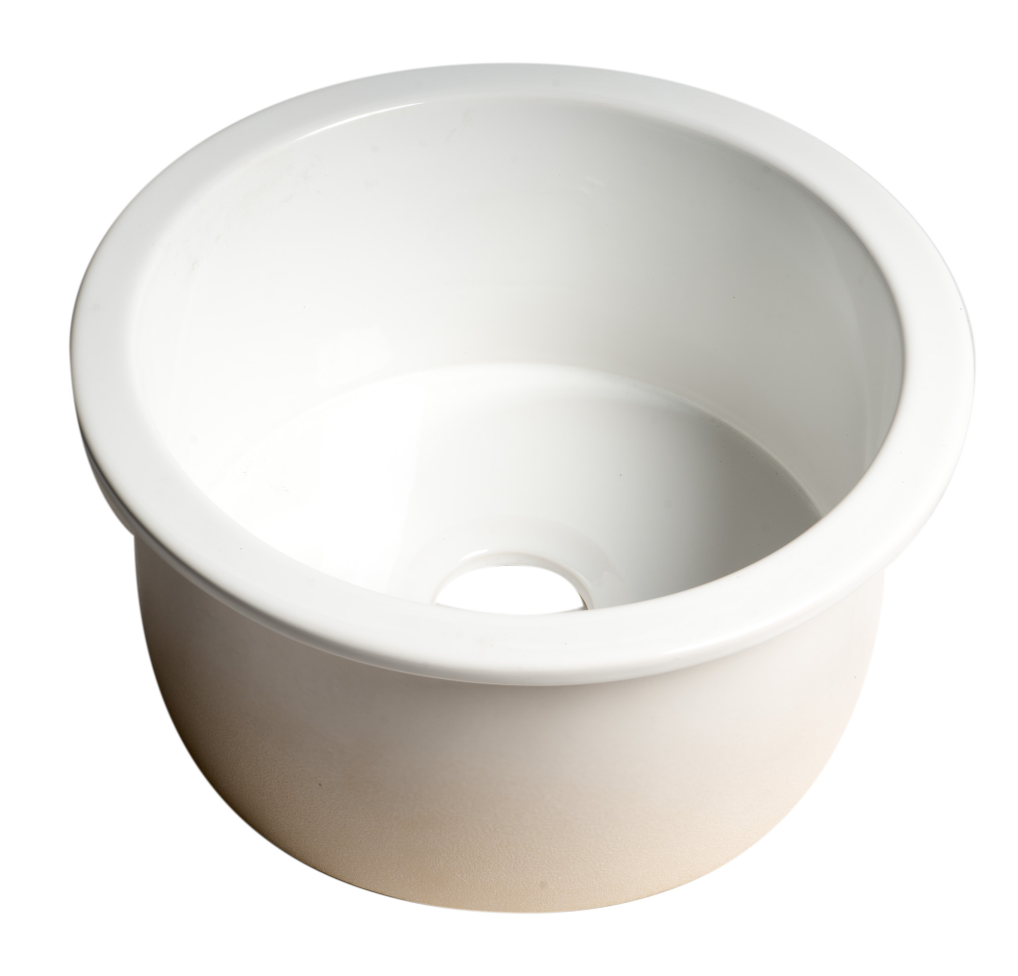 ALFI brand ABF1818R-W White Round 18" x 18" Undermount / Drop In Fireclay Prep Sink