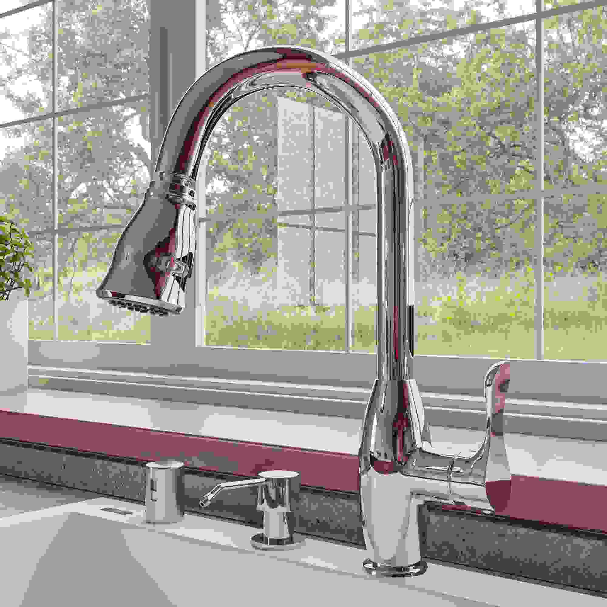 ALFI brand ABKF3783-PC Polished Chrome Traditional Gooseneck Pull Down Kitchen Faucet