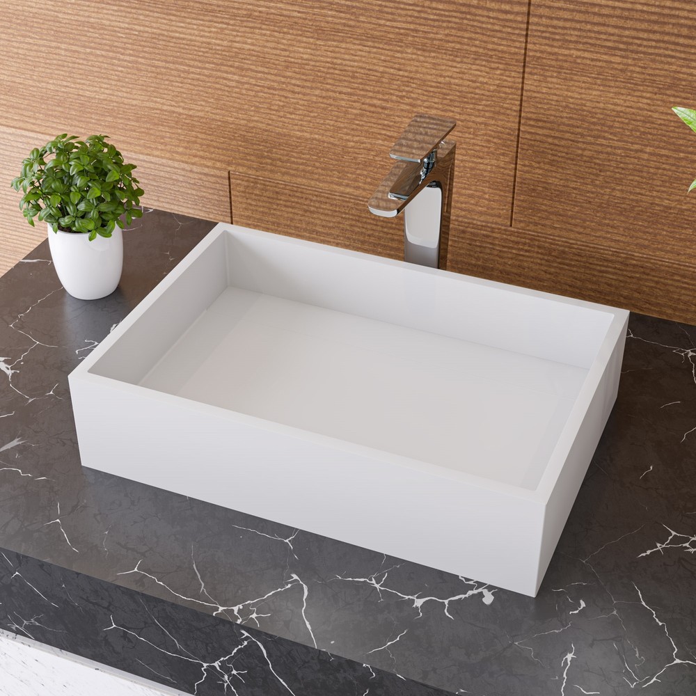 ALFI brand ABRS2014 20" x 14" White Matte Solid Surface Resin Sink