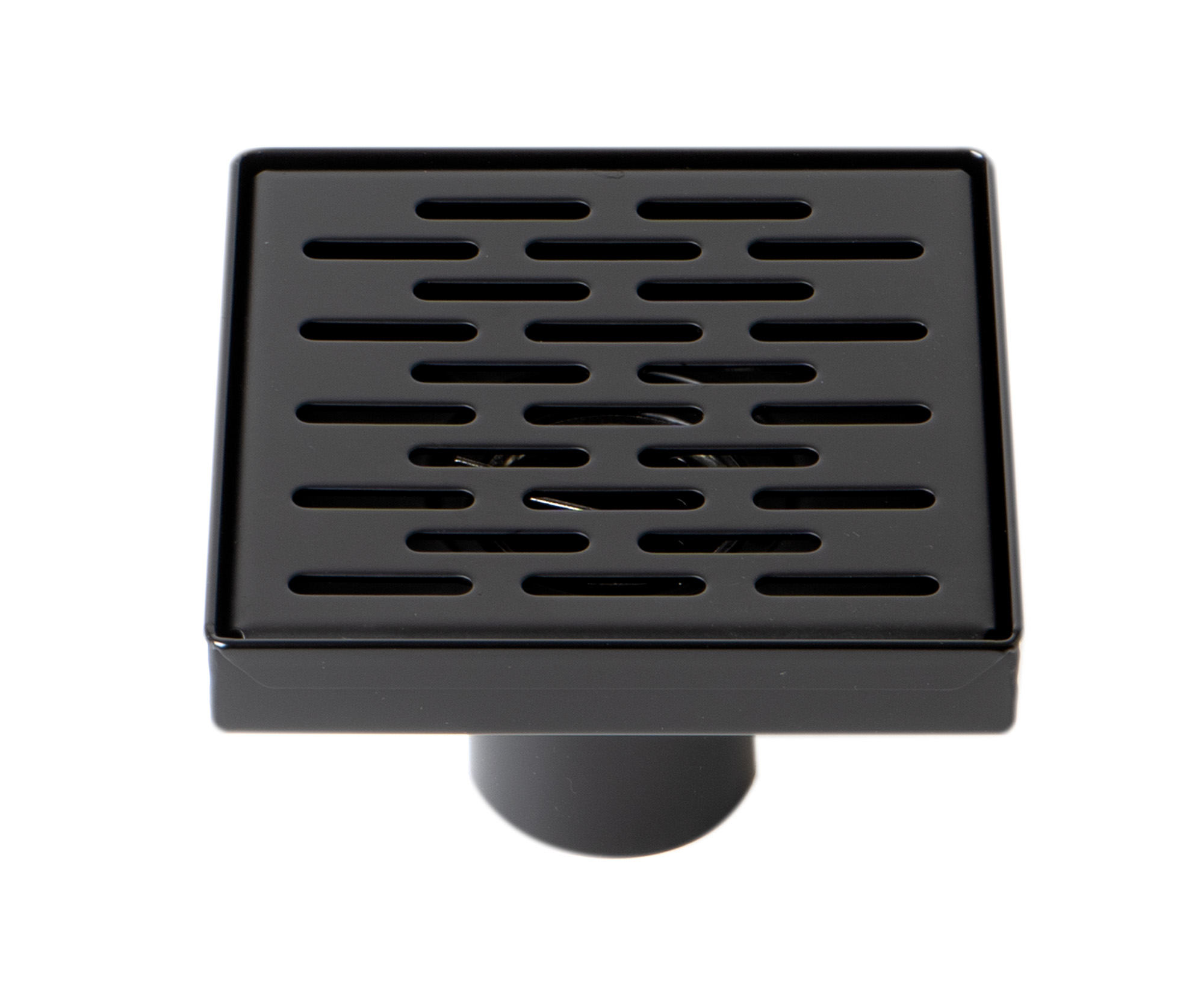 ALFI brand ABSD55C-BM 5" x 5" Black Matte Square Stainless Steel Shower Drain with Groove Holes