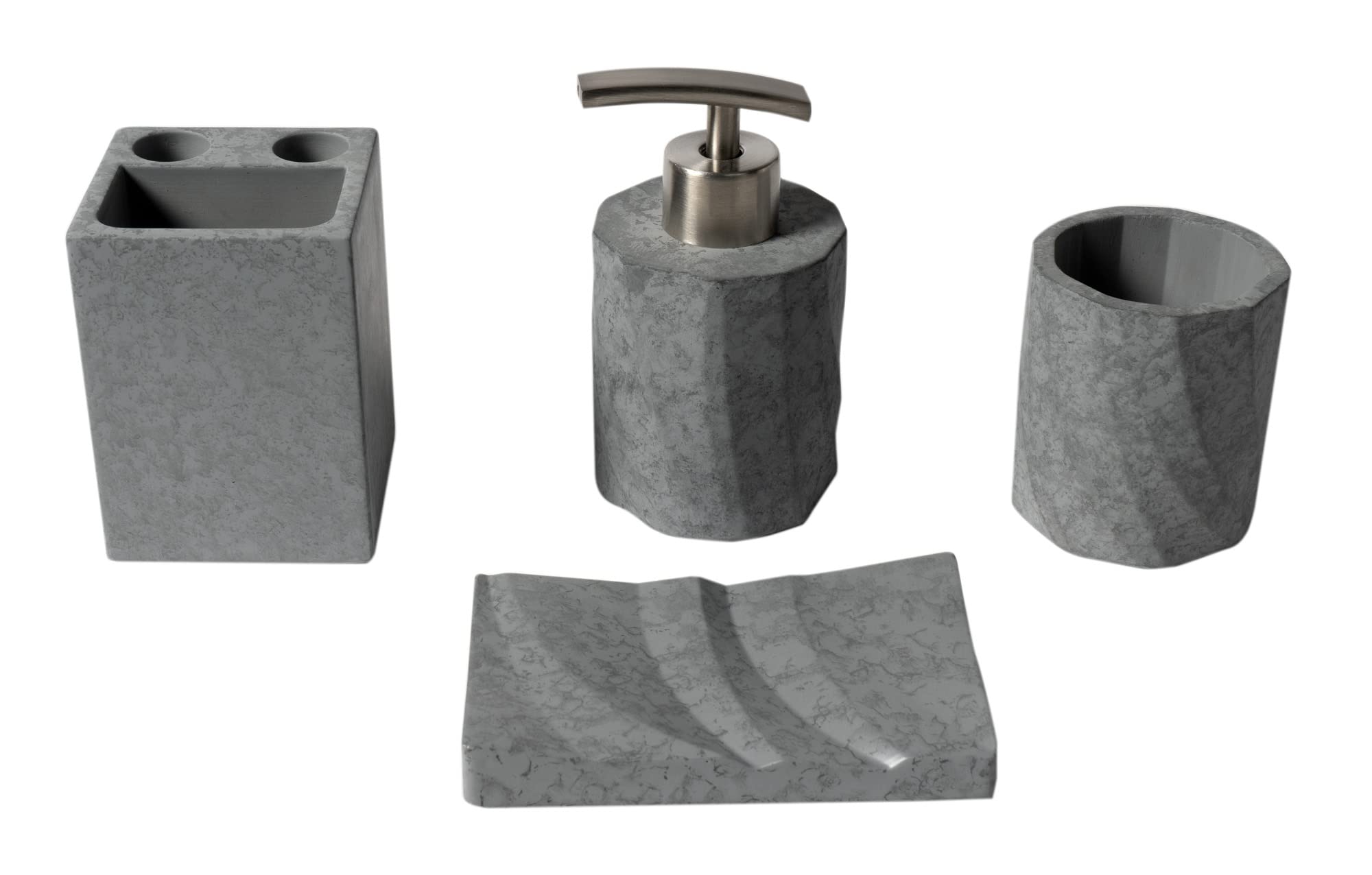 ALFI brand ABCO1019 4 Piece Solid Concrete Gray Matte Bathroom Accessory Set