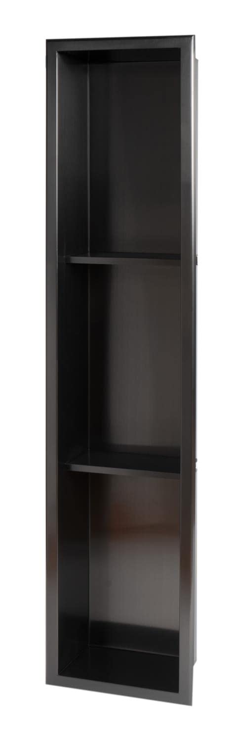 ALFI brand ABNP0836-BB 8" x 36" Brushed Black PVD Stainless Steel Vertical Triple Shelf Shower Niche