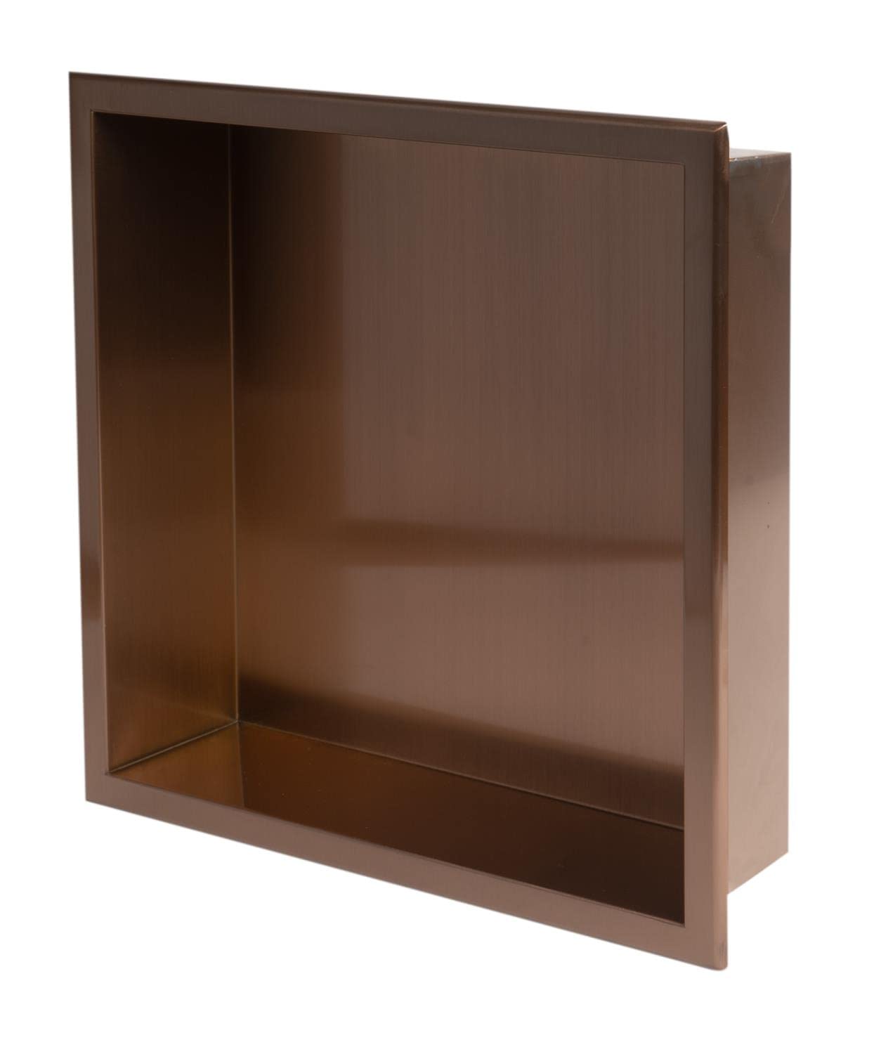 ALFI brand ABNP1616-BC 16" x 16" Brushed Copper PVD Steel Square Single Shelf Shower Niche