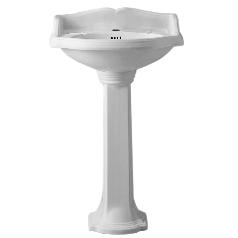 Isabella Collection Traditional Pedestal with an Integrated small oval bowl, Single Hole Faucet Drilling,Backsplash, Dual Soap L