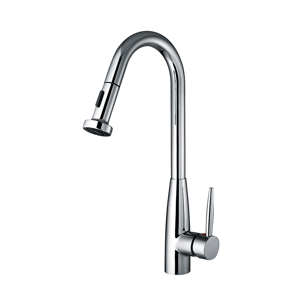 Jem Collectin Single Hole/Single Lever Handle Faucet with a Gooseneck Swivel Spout and Pull-Down Spray Head