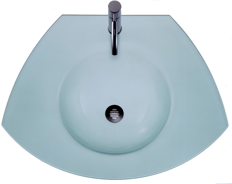 New Generation Ecoloom Trapezoidal Glass Counter Top with Integrated Round Basin