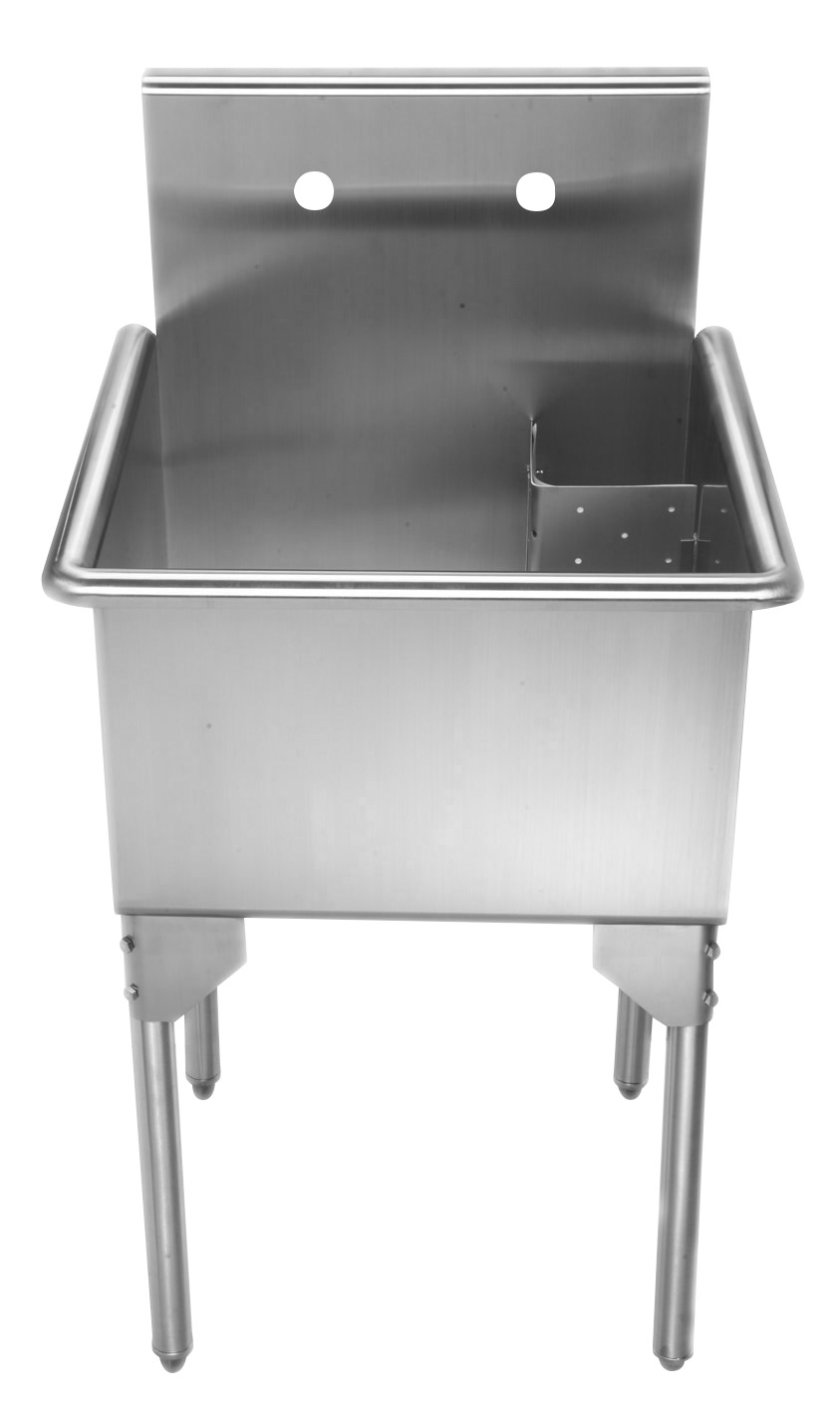 Pearlhaus Brushed Stainless Steel Small Square, Single Bowl Commerical Freestanding Utility Sink