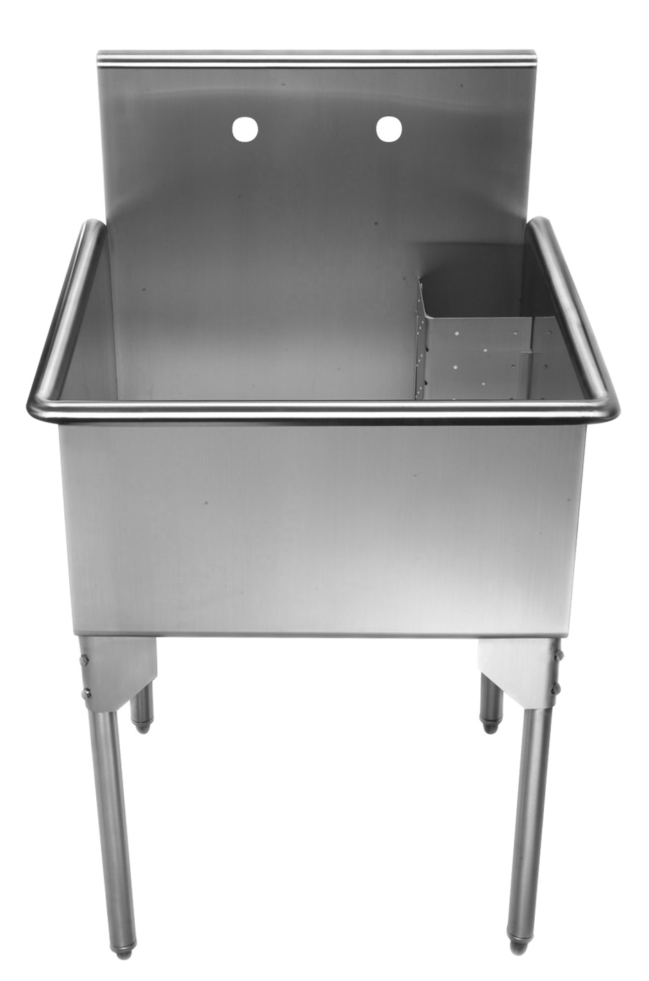 Pearlhaus Brushed Stainless Steel Square, Single Bowl Commerical Freestanding Utility Sink