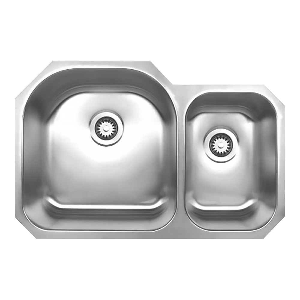 Noah's Collection Brushed Stainless Steel Double Bowl Undermount Sink