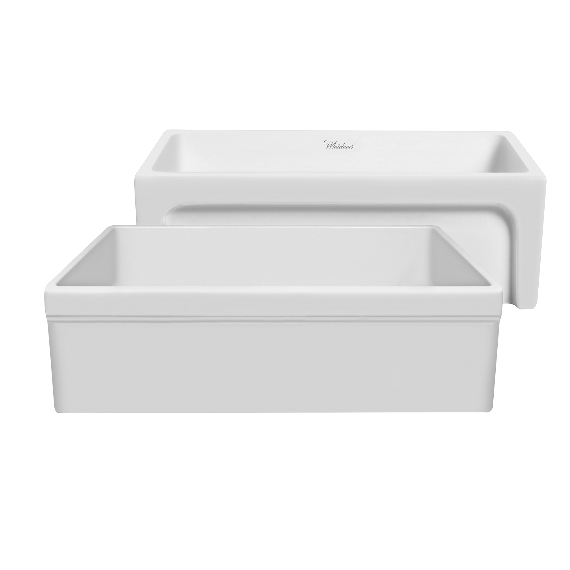 Glencove 30" Reversible Matte Kitchen Fireclay Sink with  Elegant Beveled Front Apron on one side and a Decorative 2" Lip Plain