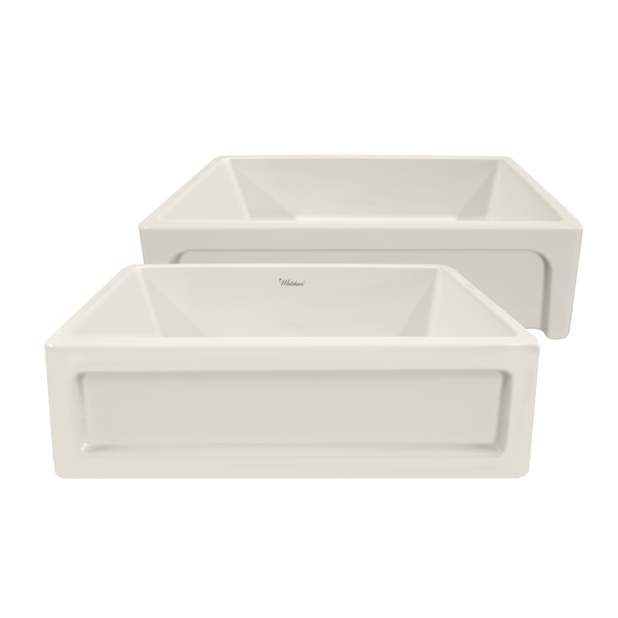 Shakerhaus 33" Reversible Kitchen Fireclay Sink with Shaker Design Front Apron on one Side and an Elegant Beveled Front Apron on