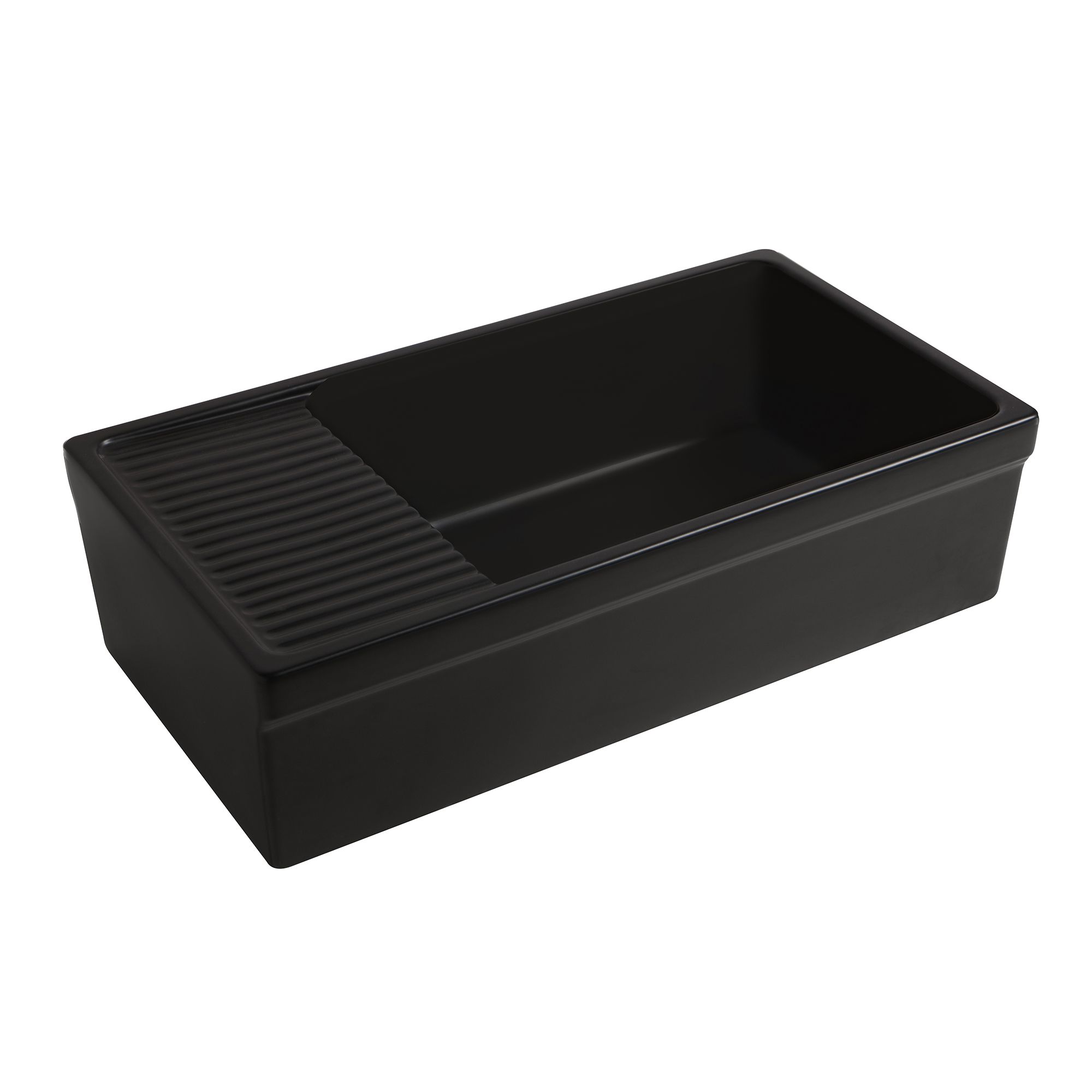 Farmhaus Quatro Alcove Large Reversible Matte Fireclay Kitchen Sink with  Integral Drainboard and a Decorative 2 +" Lip Front Ap