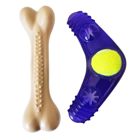 American Pet 318 Large Nylon Bone And Tpr Boomerang Toy Set