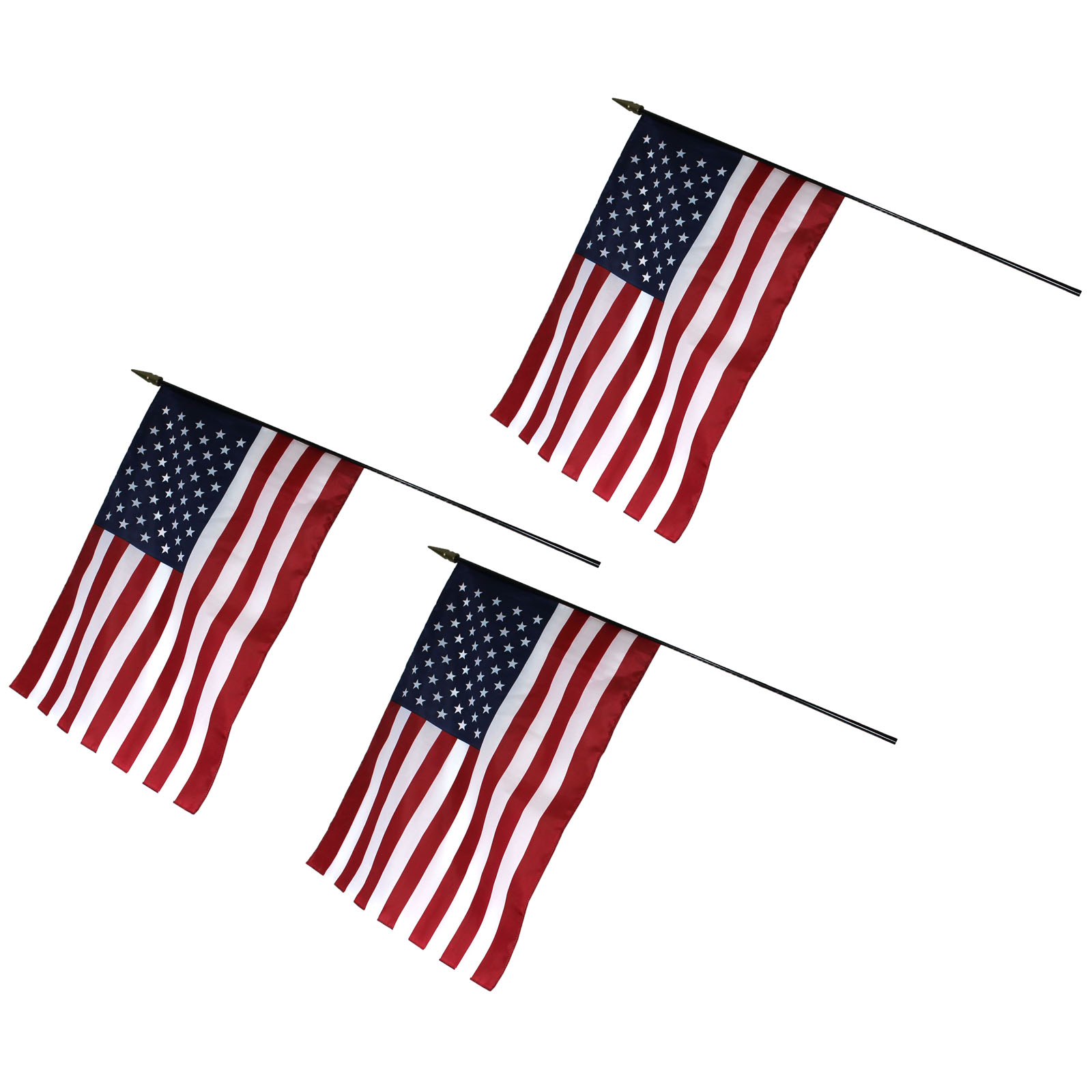 U.S. Classroom Flag, 16" x 24" with Staff, Pack of 3