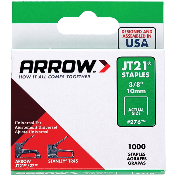 Arrow 27624 JT21 Thin Wire Staples, 1,000 Pack (3/8-Inch)