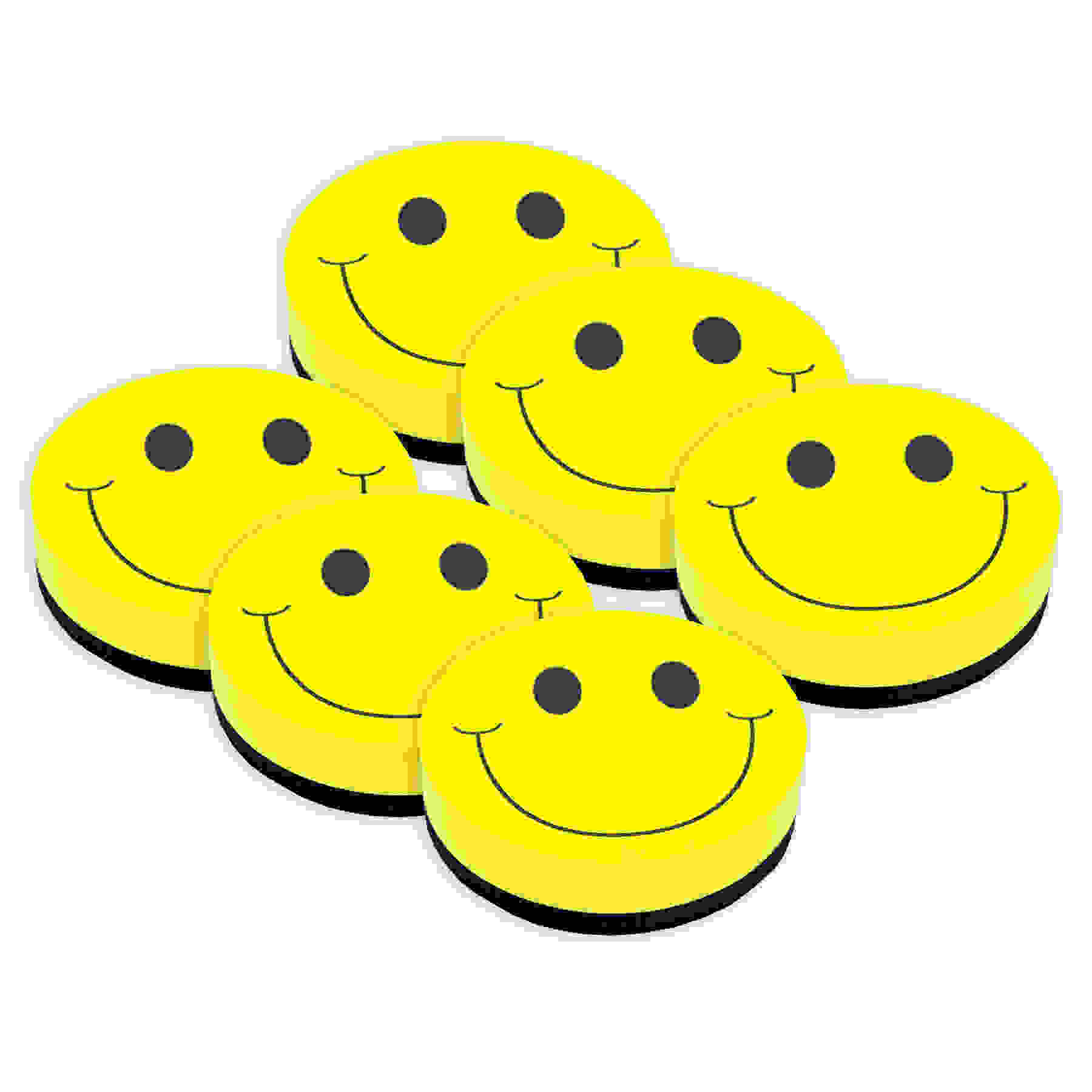 Magnetic Whiteboard Eraser, Smile Face, Pack of 6