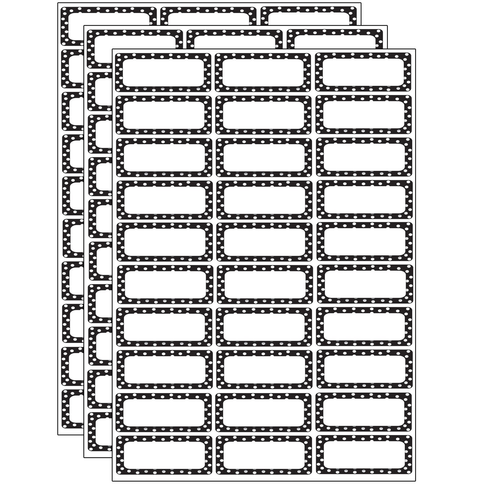 Die-Cut Magnetic Foam Black & White Dots Labels/Nameplates, 30 Per Pack, 3 Packs