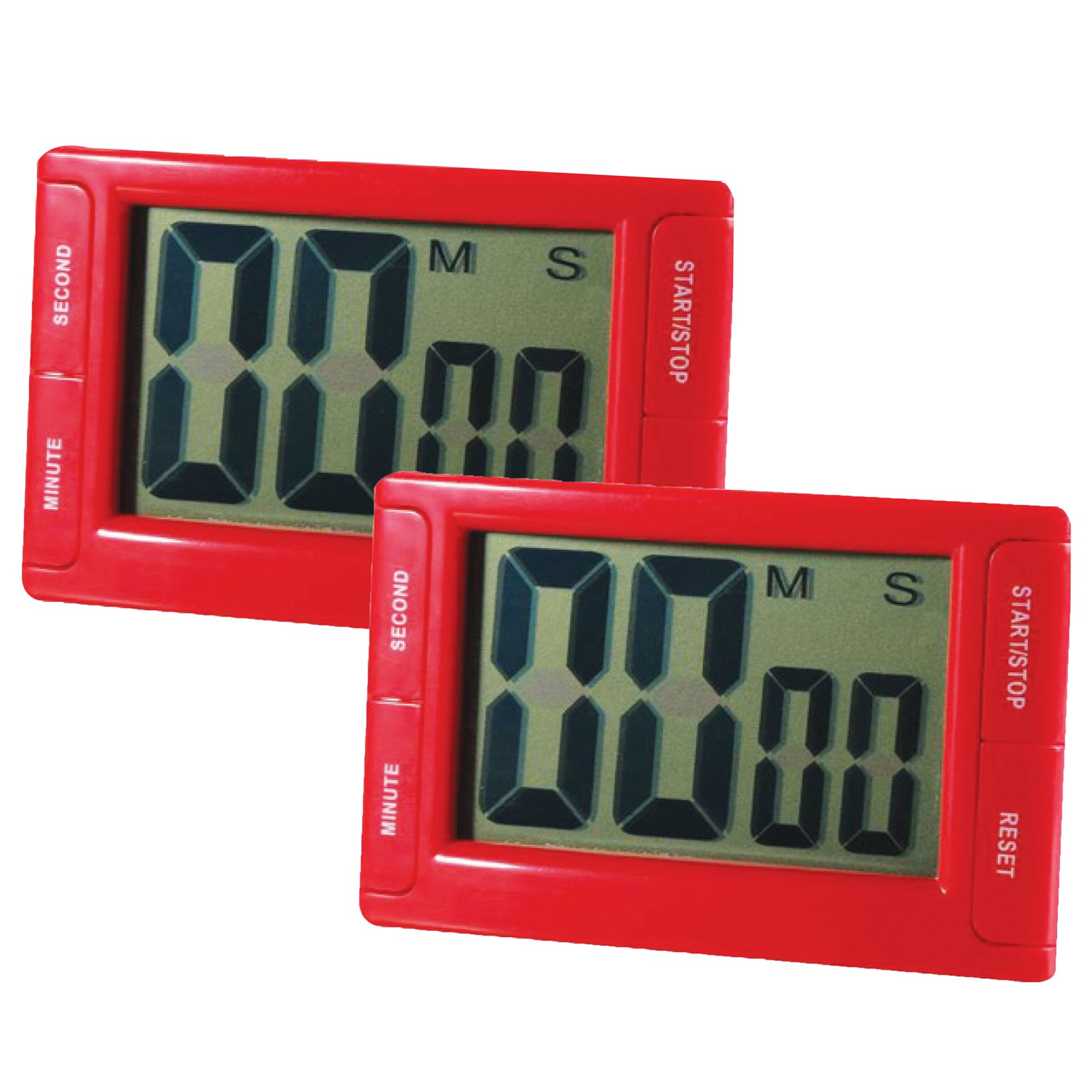 Big Red Digital Timer 3.75" x 2.5" with Magnetic Backing and Stand, Pack of 2