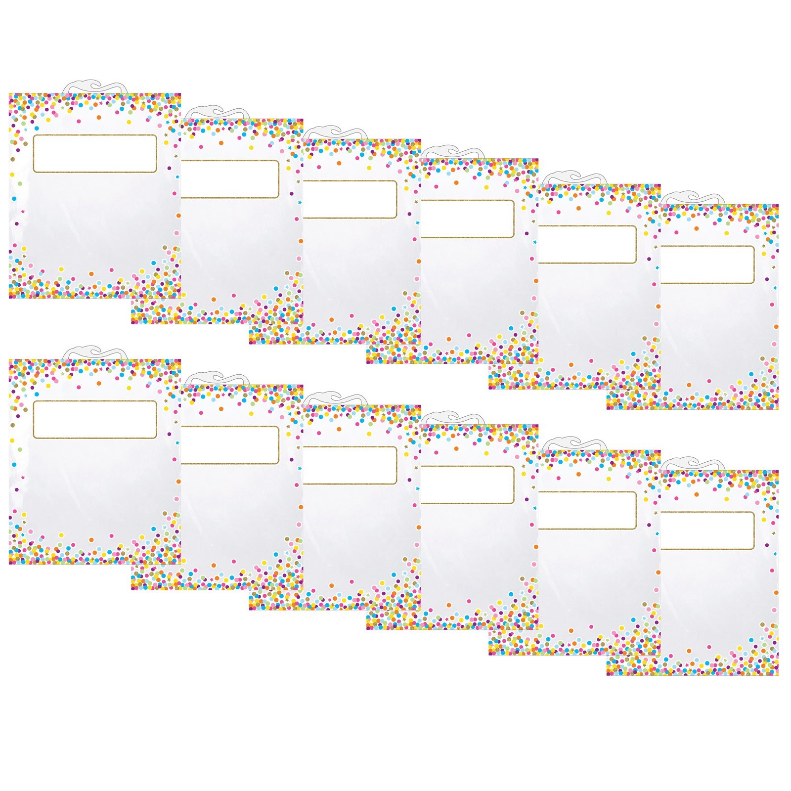 Hanging Confetti Pattern Storage/Book Bag, 10.5" x 12.5", 6 Per Pack, 2 Packs