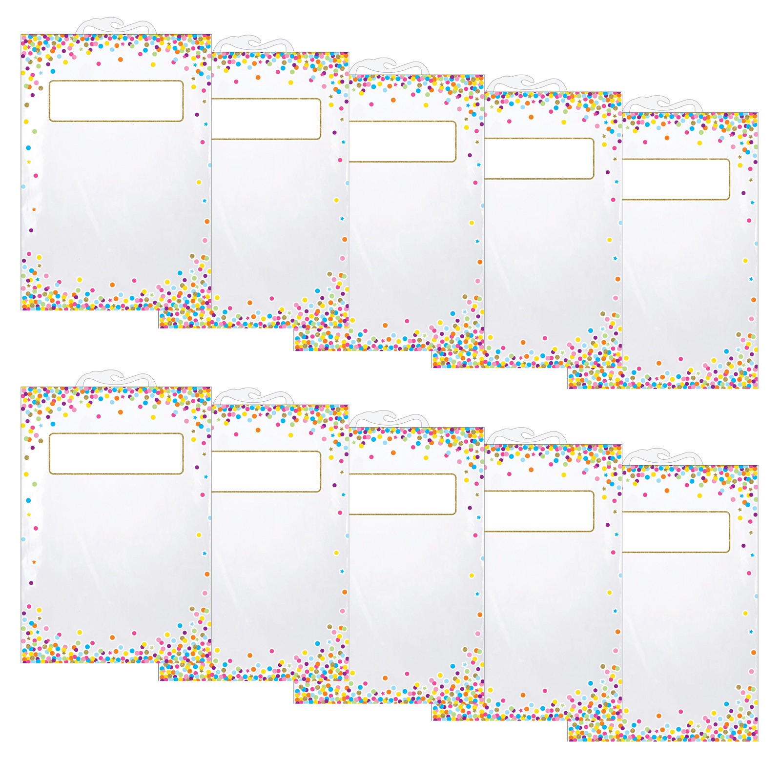Hanging Confetti Pattern Storage/Book Bag, 11" x 16", 5 Per Pack, 2 Packs
