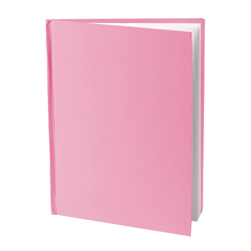 Pink Hardcover Blank Book, White Pages, 8"H x 6"W Portrait, 14 Sheets/28 Pages