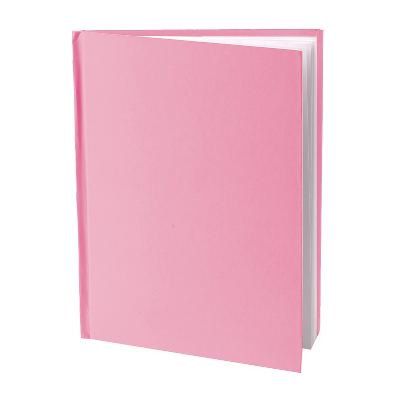 Pink Hardcover Blank Book, White Pages, 11"H x 8-1/2"W Portrait, 14 Sheets/28 Pages