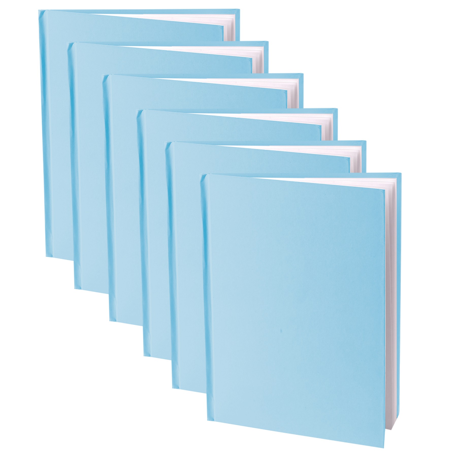 Young Authors Blue Hardcover Blank Book, White Pages, 11"H x 8-1/2"W Portrait, 14 Sheets/28 Pages, Pack of 6