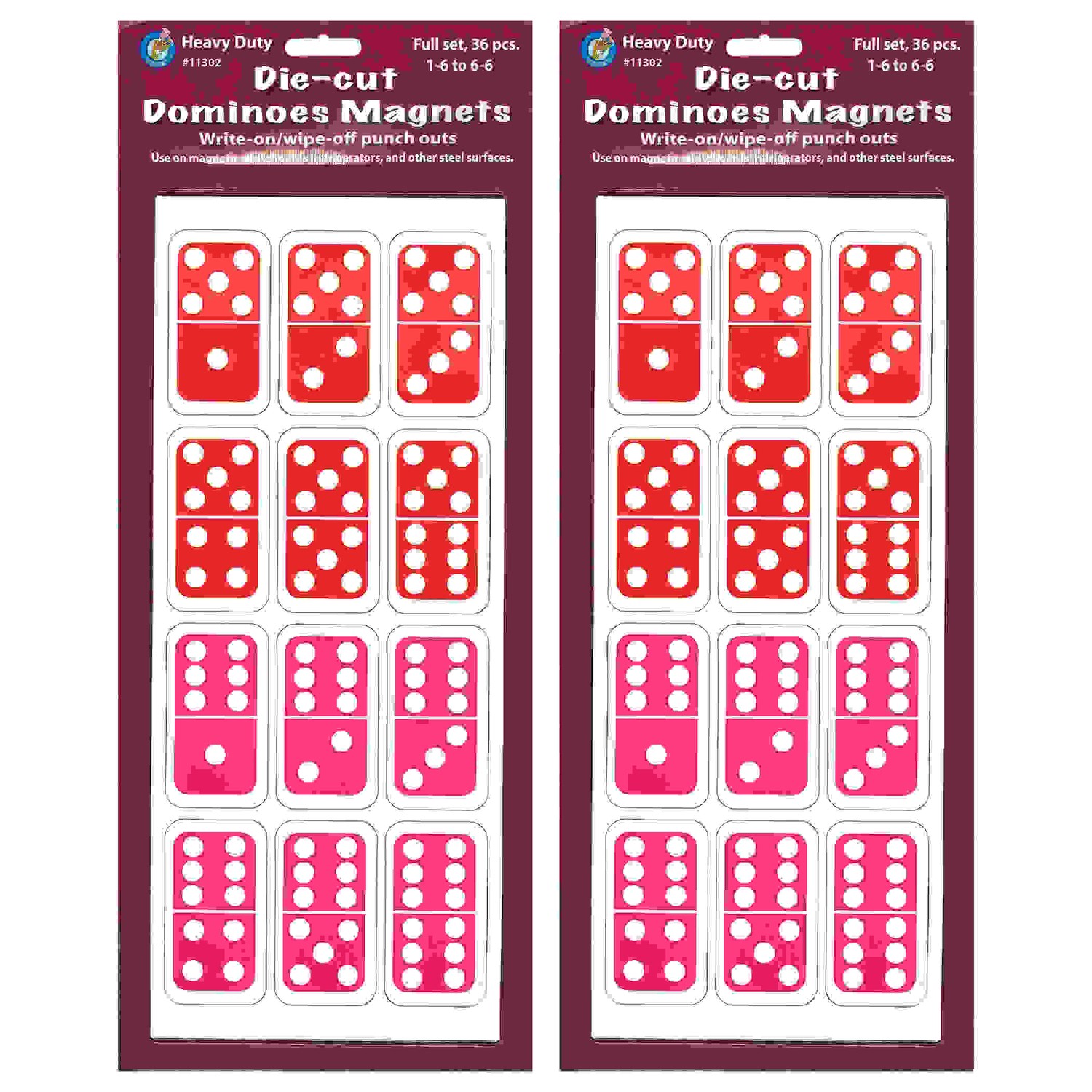 Die-Cut Magnetic Dominoes, 36 Per Pack, 2 Packs