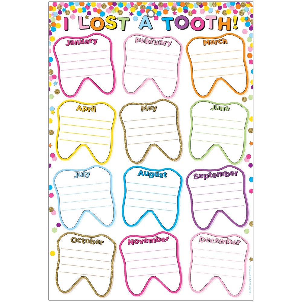 Smart Poly Chart, 13" x 19", Confetti I Lost A Tooth, w/Grommet