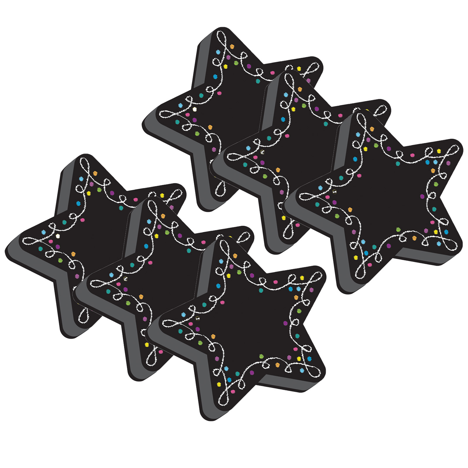 Magnetic Whiteboard Erasers, Star Chalk, Pack of 6