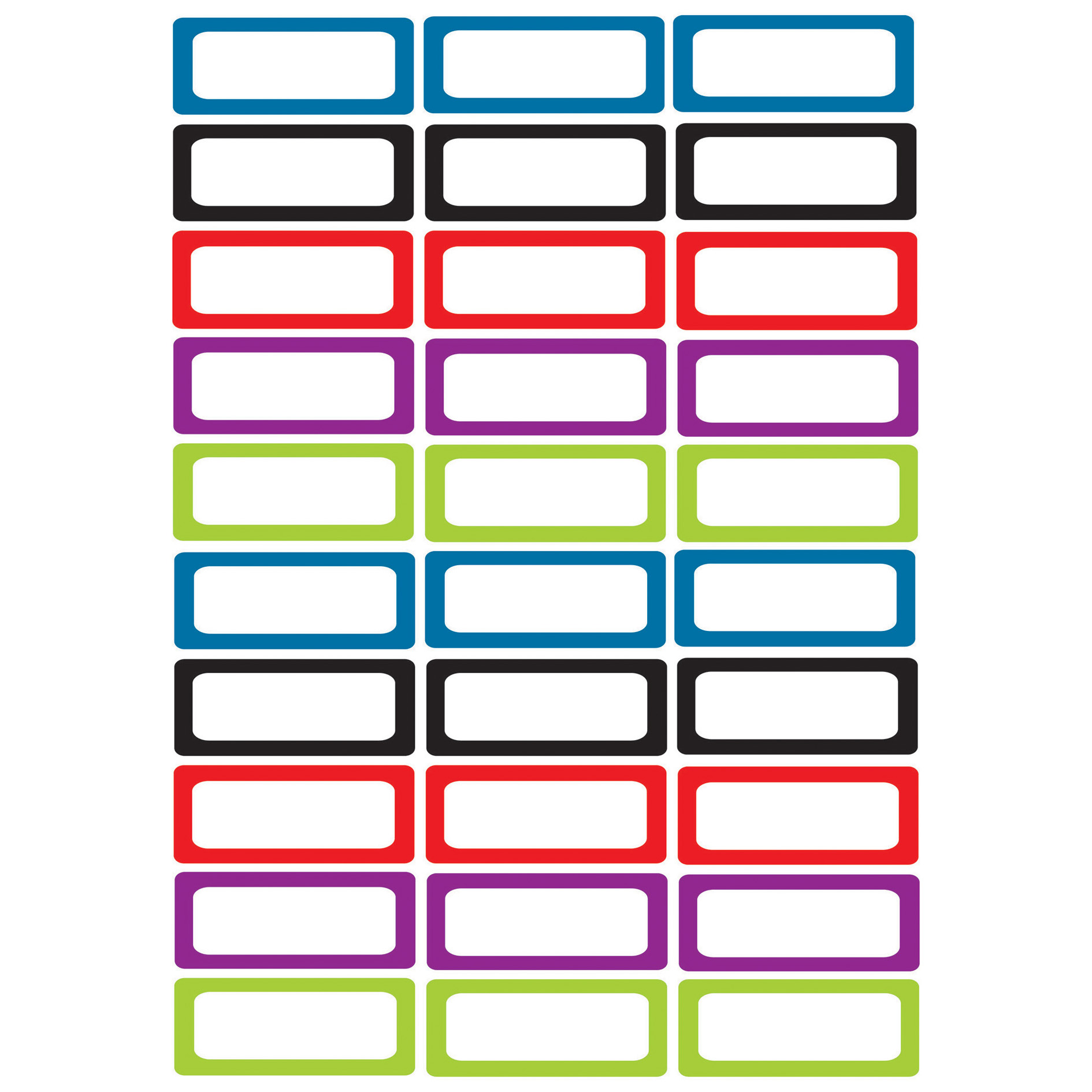 Die-Cut Magnetic Foam Assorted Color Labels/Nameplates, Pack of 30